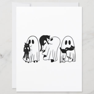 Papier Ghost Holding Chat noir Funny Halloween Amoureux d