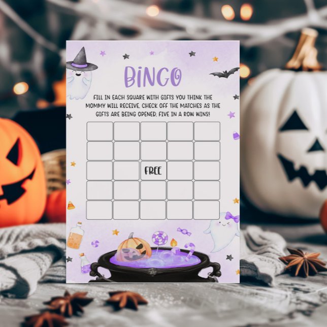 Papier Ghoul Halloween Baby shower Bingo Jeu (Purple Oh Sheet Baby Shower Bingo Game)