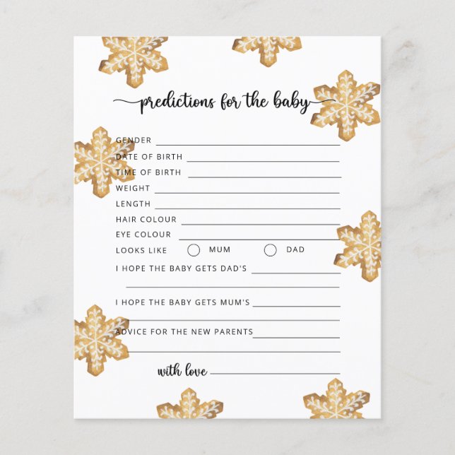 Papier Ginger cookies baby pronostics et conseils (Devant)