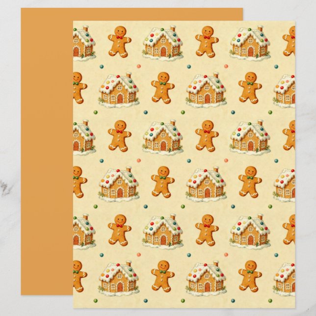 Papier Gingerbread Men Scrapbook Paper (Devant / Derrière)