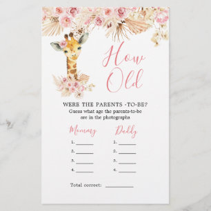 Papier Girafe rose rousse Baby shower comment vieux paren