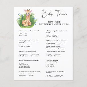 Papier Giraffe Baby Trivia   Jeu Baby shower