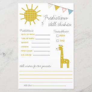 Papier Giraffe Prédictions et bien désiré jeu de Baby sho