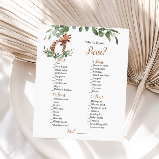 Papier Giraffe Qu'y a-t-il dans votre sac à main (Créateur téléchargé)