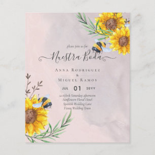 Papier Girasoles de Invitación de Boda Económica Bilingüe