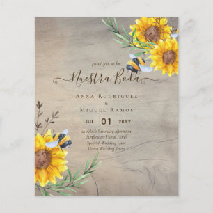Papier Girasoles de Invitación de Boda Económica Bilingüe