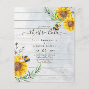 Papier Girasoles de Invitación de Boda Económica Bilingüe