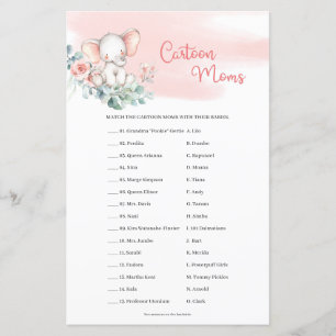 Papier Girl Baby Elephant Eucalyptus Cartoon Moms jeu