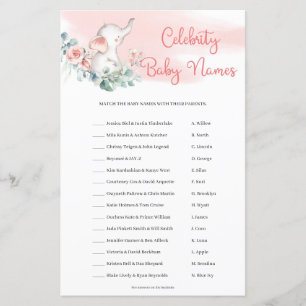 Papier Girl Elephant Eucalyptus Celebrity Baby Names jeu