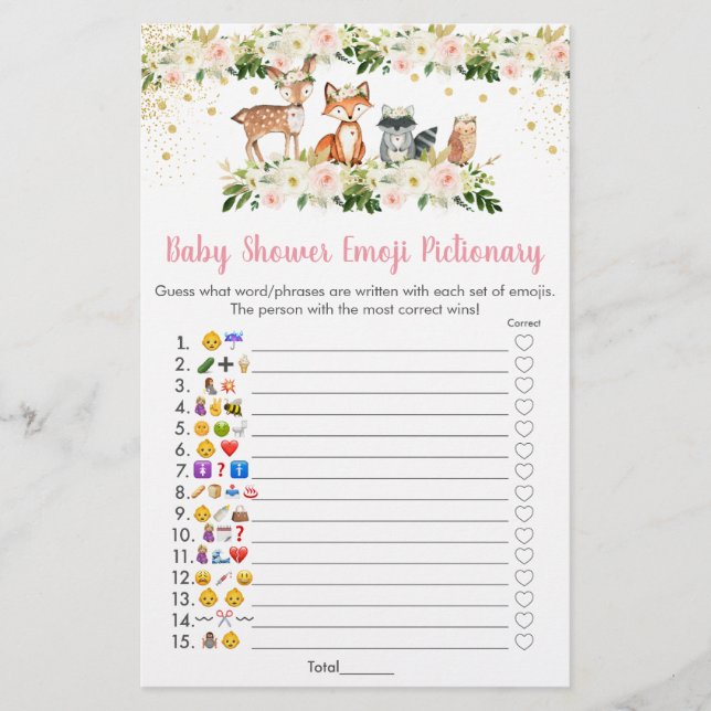 Papier Girl Woodland Floral Emoji Pictionary Showgame (Devant)