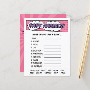 Papier Girly Superhero Comic Baby shower Animaux Jeu