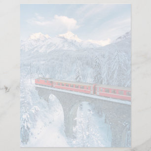 Papier Glace et neige Train Express Red Bernina Suisse