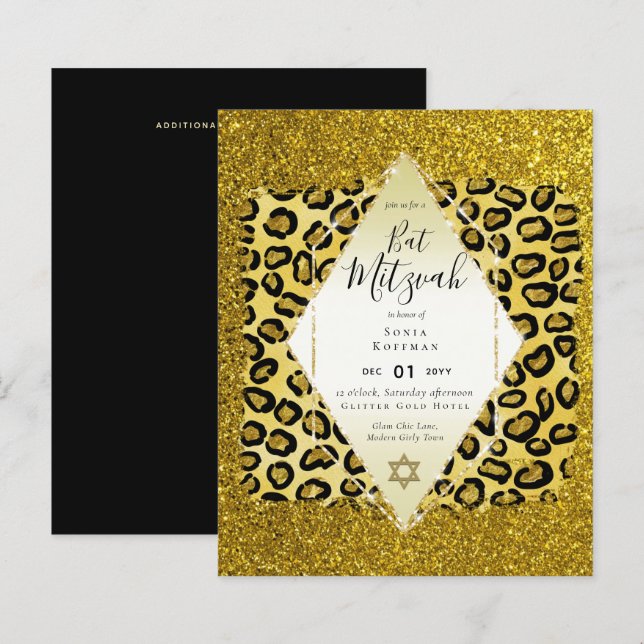Papier Glam BAT MITZVAH Girly Gold Parties scintillant Po (Devant / Derrière)