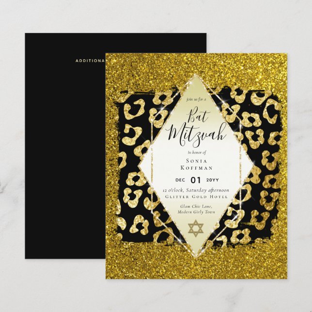 Papier Glam BAT MITZVAH Girly Gold Parties scintillant Po (Devant / Derrière)