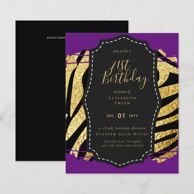 Papier Glam Girly Parties scintillant 21e anniversaire (o (Devant / Derrière)