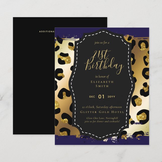 Papier Glam Girly Parties scintillant 21e anniversaire (o (Devant / Derrière)