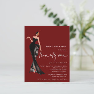 Papier Glam Lady Invitation tendance Script 21e Fête de B