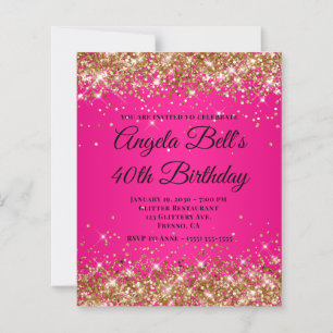 Papier Glitter Argent Ombré Rose Chaud Monogramme 40 ans 