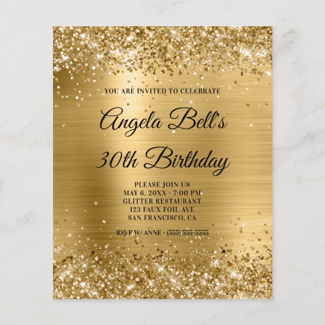 Papier Glittery Gold Foil Fancy Monogramme Invitation (Dos)