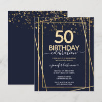 Gold 50th Anniversaire de fête Budget Invitation