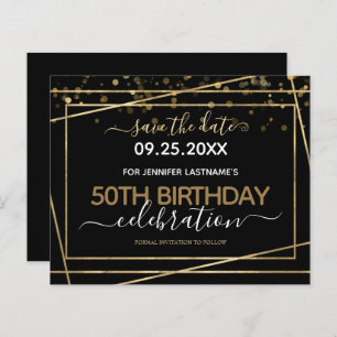 Papier Gold Border 50th Birthday Enregistrer la date Budg