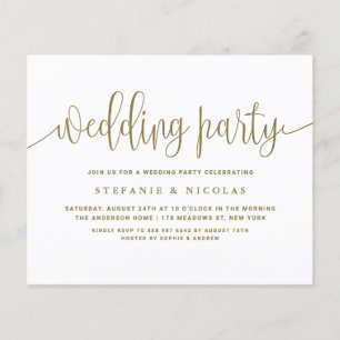 Papier Gold Calligraphy Mariage Fête Invitation