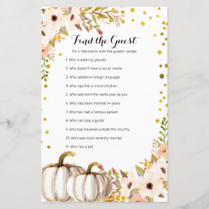 Papier Gold citrouille Aquarelle Trouvez le jeu Invité