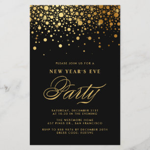 Papier Gold Confetti Invitation de réveillon du Nouvel An
