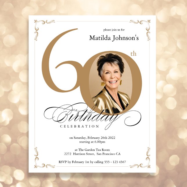 Papier Gold Custom Photo Budget 60e anniversaire Invitati (Mockup View)