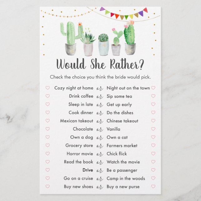 Papier Gold Fiesta Cactus Voudrait Elle Plutôt Jeu (Devant)