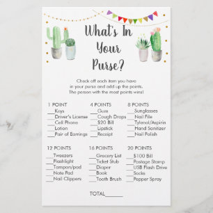 Papier Gold Fiesta Cactus What's In Your Purse Game