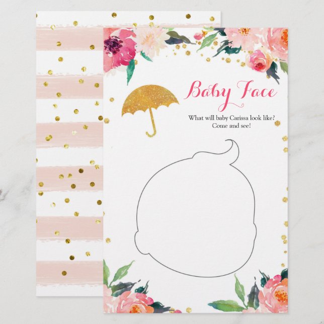 Papier Gold Floral Avril Douches Baby shower Visage bébé (Devant / Derrière)
