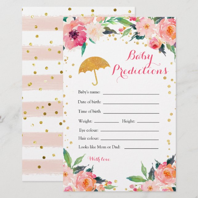 Papier Gold Floral Avril Douches Jeux de prédictions pour (Devant / Derrière)