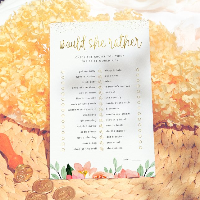 Papier Gold Floral Voudrait-Elle Plutôt Fête des mariées  (Créateur téléchargé)