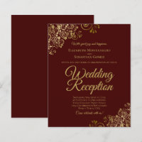 Gold Lace Auburn Réception de mariage Invitation B