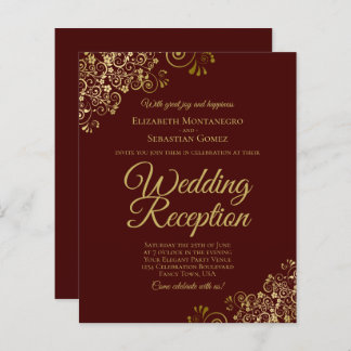 Papier Gold Lace Auburn Réception de mariage Invitation B
