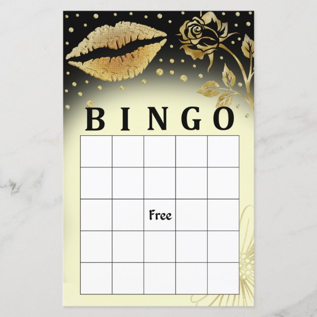 Papier Gold Lips jeu de bingo (Devant)