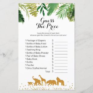 Papier Gold safari animal Aquarelle devinez le prix Game
