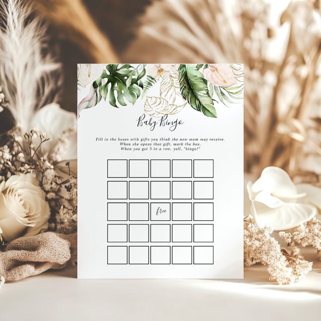 Papier Gold Tropical Foliage Baby Bingo Douche Jeu (Créateur téléchargé)