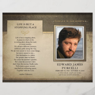 Papier Golden Brown Funeral Memorial Service Program