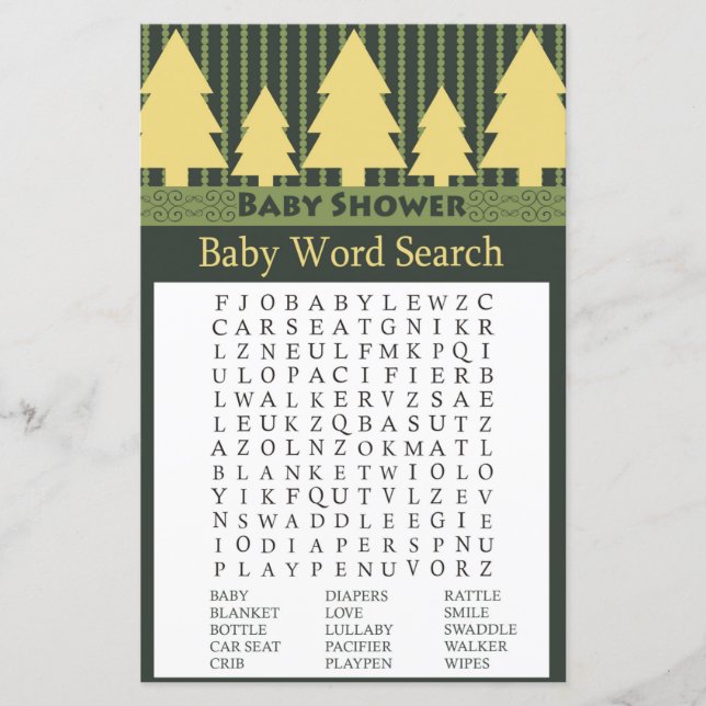 Papier Golden Christmas Tree Baby shower Word Recherche J (Devant)