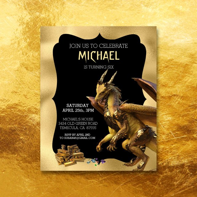 Papier Golden Dragon Imaginaire Anniversaire Invitation (Créateur téléchargé)