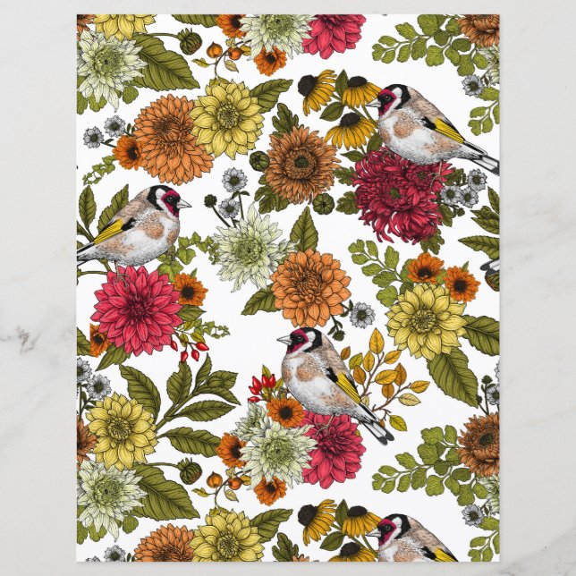 Papier Goldfinches dans le jardin (Devant)