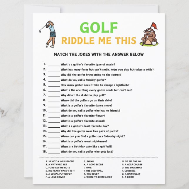 Papier Golf Riddle Me Ce Jeu (Devant)