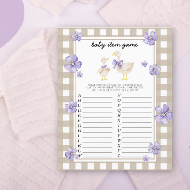 Papier Goose Baby Item Jeu. Jeu baby shower (Créateur téléchargé)