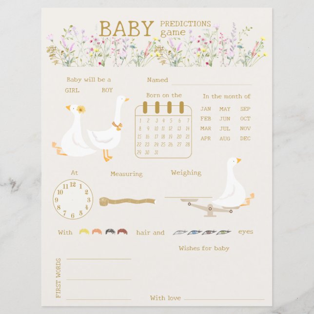 Papier Goose Duck Fleur sauvage Bébé Devant Jeu (Devant)