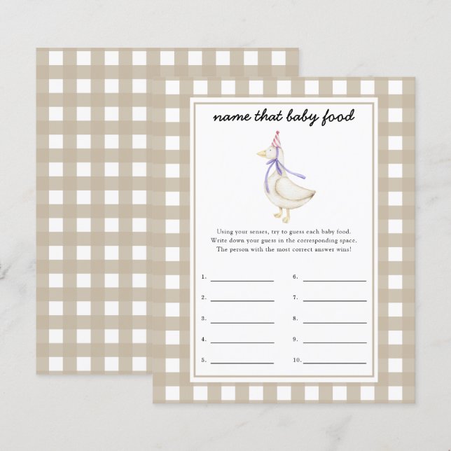 Papier goose - Nom de bébé Alimentation jeu de douche (Devant / Derrière)