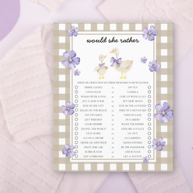 Papier Goose Voudrait-Elle Plutôt Baby shower Jeu (Créateur téléchargé)