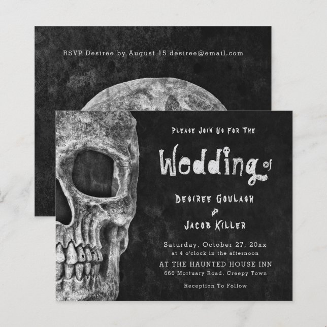 Papier Gothique Crâne Halloween Budget Mariage (Devant / Derrière)