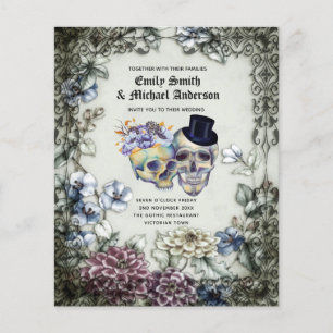 Papier Gothique Halloween Skulls Party Invitation Aquarel